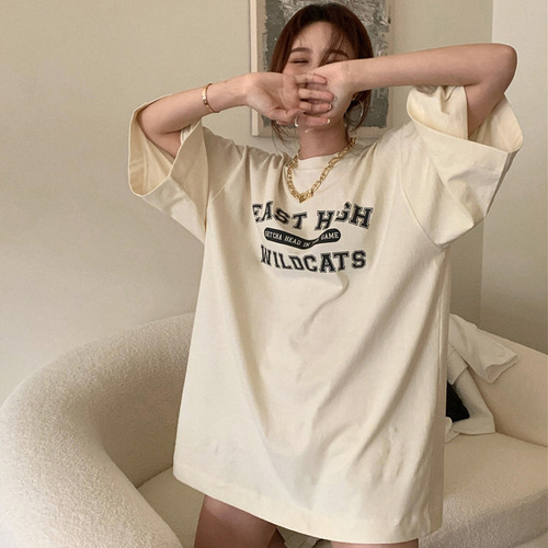 American Retro Minimalist Short-Sleeve T-Shirt for Women - Summer Letter Print Oversize Loose Chic Hong Kong Style Top