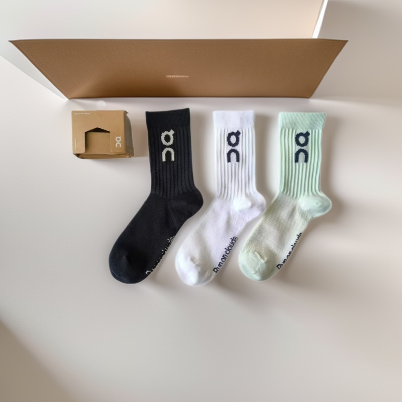 On Socks 3 Pair Pack Ang Run Lovers Socks Solid Color Men's and Women's Fashionable Stylish Socks Sports Socks