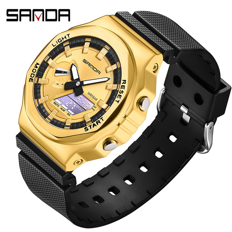 SANDA 3167 nuevo reloj creativo moda deportes multifuncional luminoso moda hombres reloj electrónico