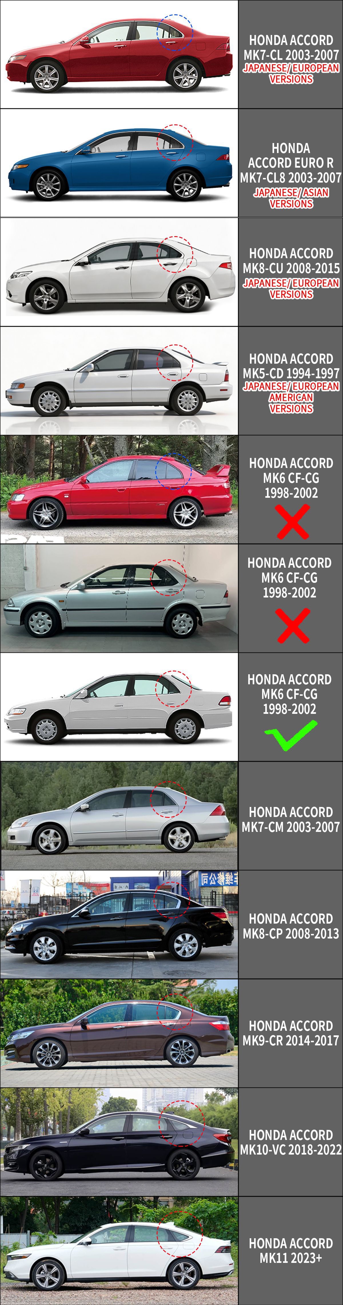 Suitable for Honda Accord Window Visor, Side Window Deflector, Rain Shield