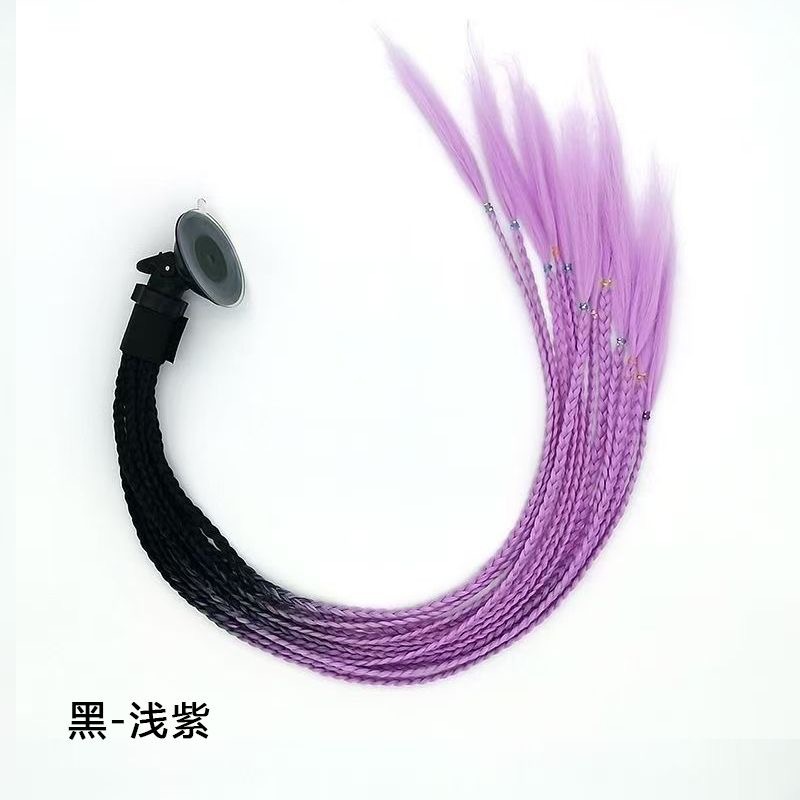 Trenzas de Peluca Doble Coleta para Casco de Moto 60 cm Sintético Con Ventosa para Casco de Motocicleta