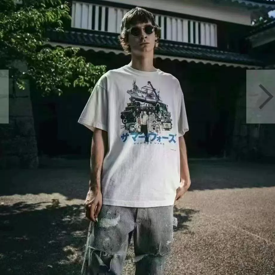 Свободная винтажная футболка Saint High с короткими рукавами, мужская и женская, стиральная стрит-американская футболка