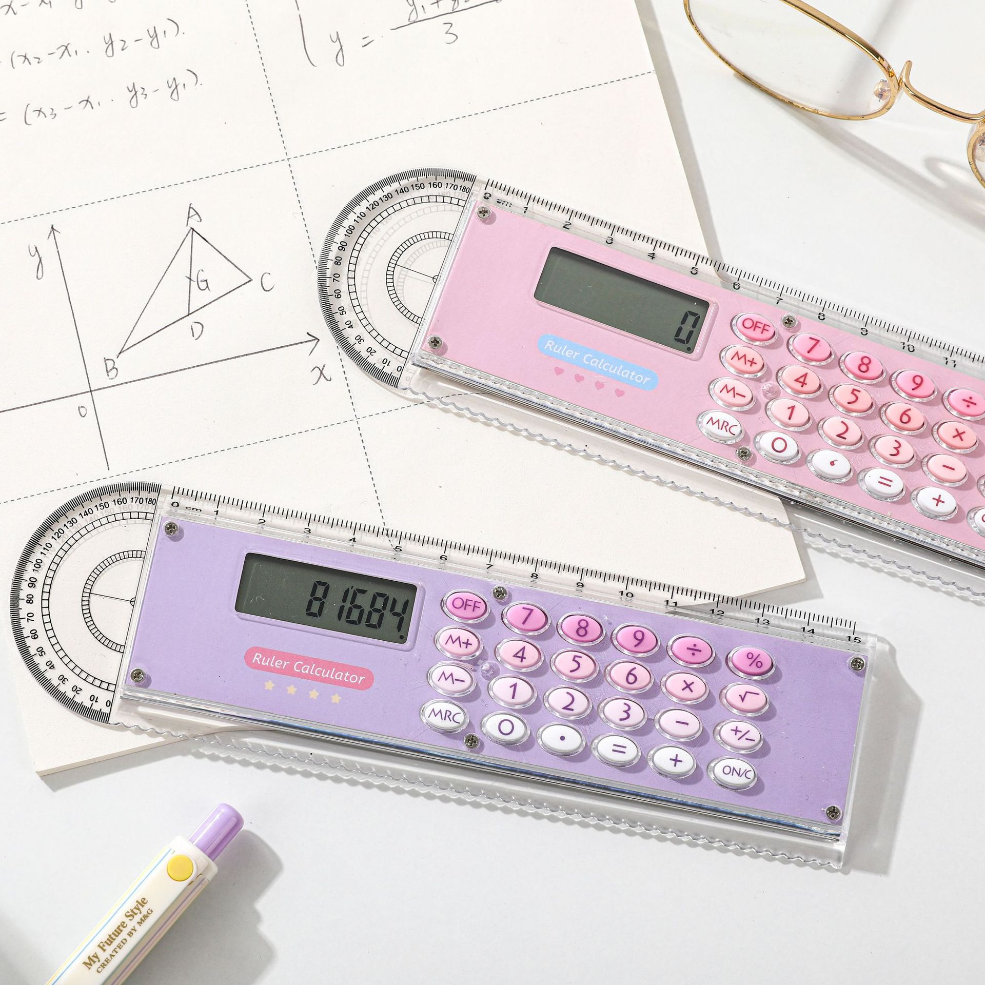 Nuevo divertido azul púrpura simple calculadoras 3 en 1 estudiantes de alto valor creativo calculadoras portátiles al por mayor
