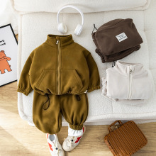 男童加绒套装秋冬季2023新款童装小童网红帅气儿童衣服一件代发潮