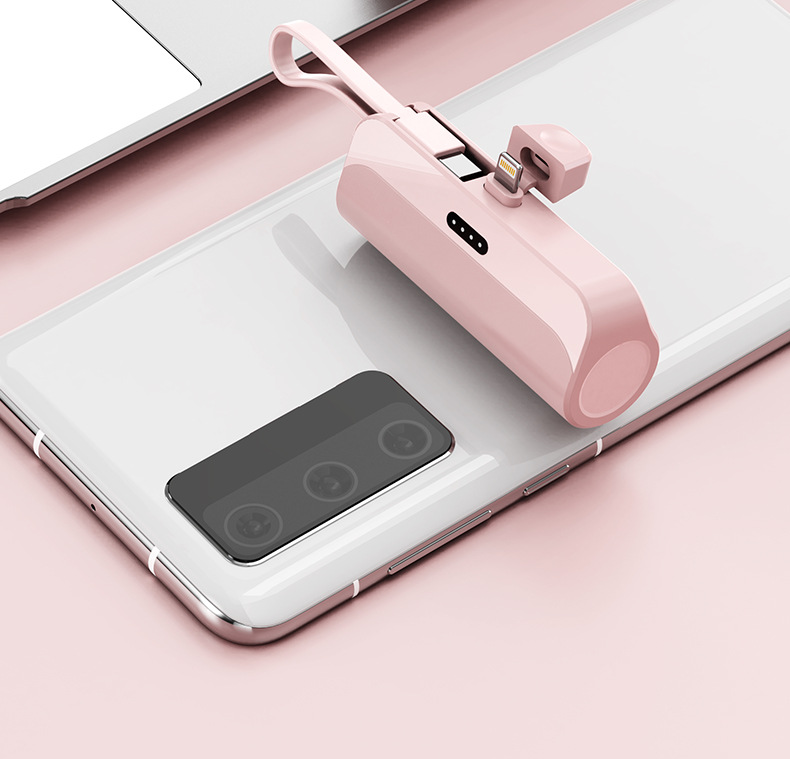 KC Mini Yüksek Kapasiteli Dahili Kablolu Kapsül Powerbank Taşınabilir Hızlı Şarj Mobil Güç Kaynağı Hediye Toptan Özel Üretim