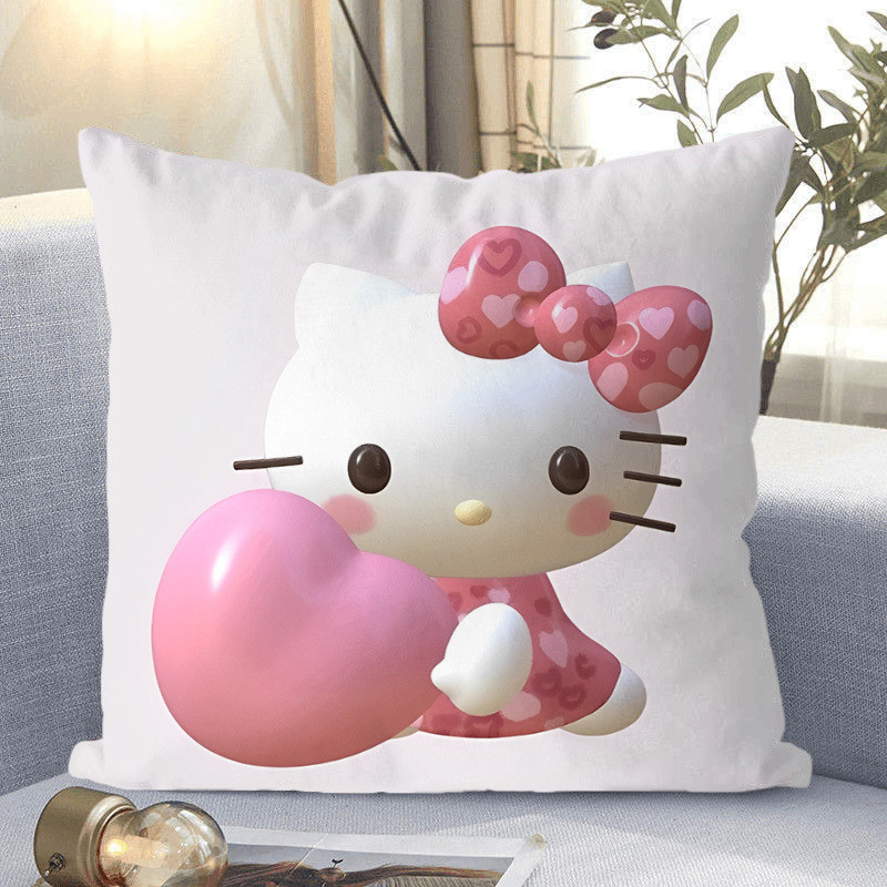 Hello Kitty, almohada de gato, Hello Kitty, almohada de corazón de niña, almohada de respaldo de dormitorio de estudiantes.