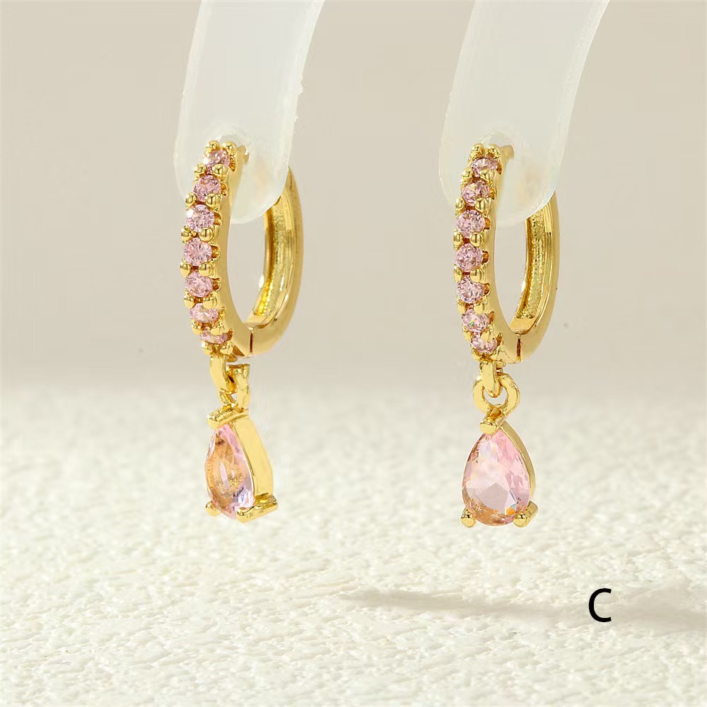 Europa y los Estados Unidos lujosos aretes de zircón de color de alto nivel, aretes de zircón de estilo francés para la explosión de aretes al por mayor transfronterizos