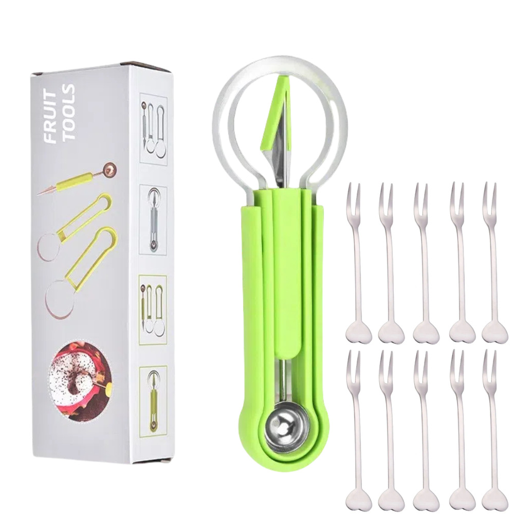 10 포크가있는 녹색 상자