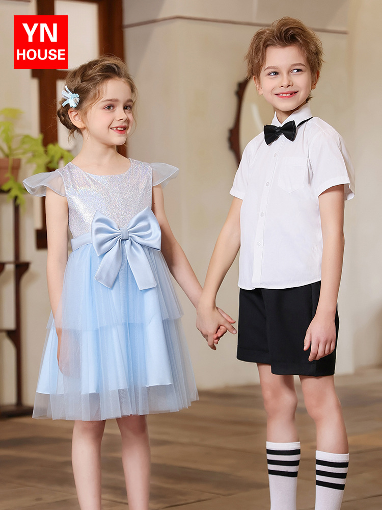 Uniformes de actuación del coro de niños de jardín de infantes para estudiantes de primaria y secundaria, recitación de poesía, discursos, trajes de actuación de danza para niñas