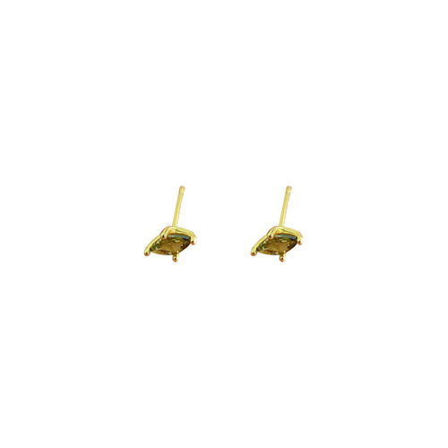 Ganjia S925 sterling silver earrings that don’t need to be picked off when sleeping, simple and elegant, small and exquisite earrings with olive emeralds
