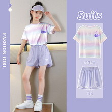 女童运动速干衣套装2025新款夏季跑步羽毛球训练服大童儿童网球服