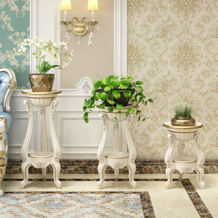 European Flower Stand Simple Balcony Flower Pot Shelf Multi-Layer Living Room Flower Stand Floor-Standing Storage Rack White Imitation Solid Wood Flower Pot