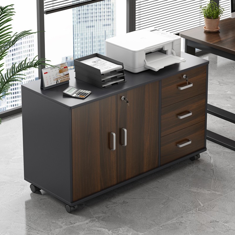 Under the table file cabinet wooden side cabinet with lock office…
