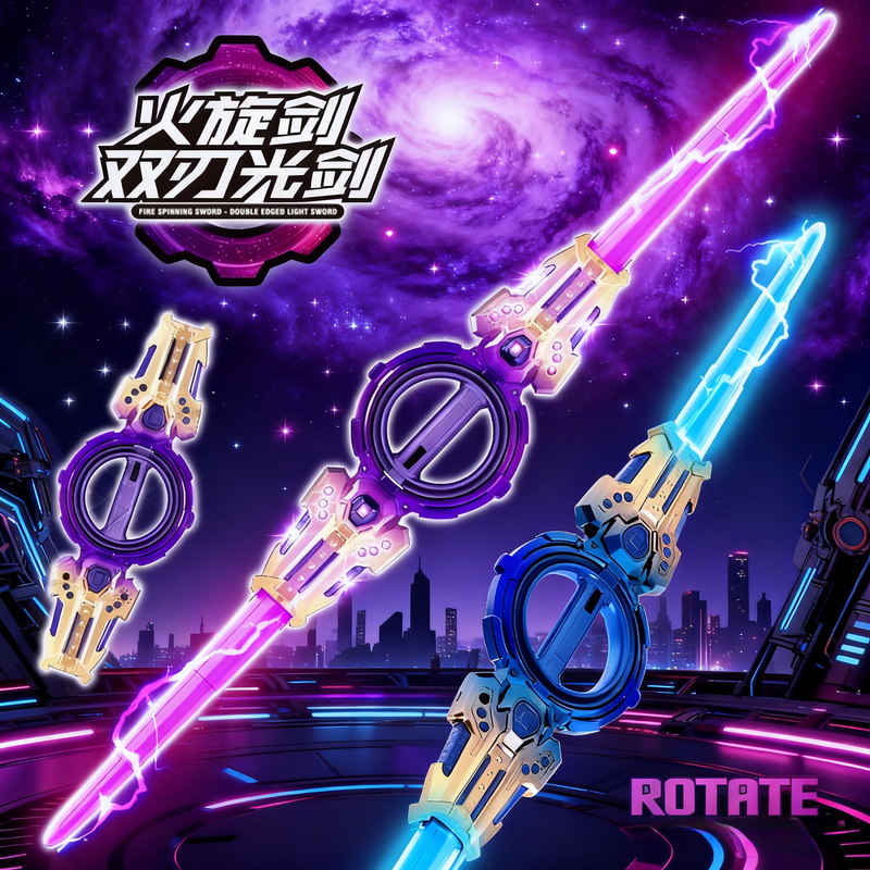 Children's Toy Fire Spinning Sword Double-Edged Telescopic Lightsaber Glowing Spark Laser Rotating Sword Little Boy Birthday Gift Children's Toy Fire Spinning Sword Double-Edged Telescopic Lightsaber Glowing Spark Laser Rotating Sword Little Boy Birthday Gift