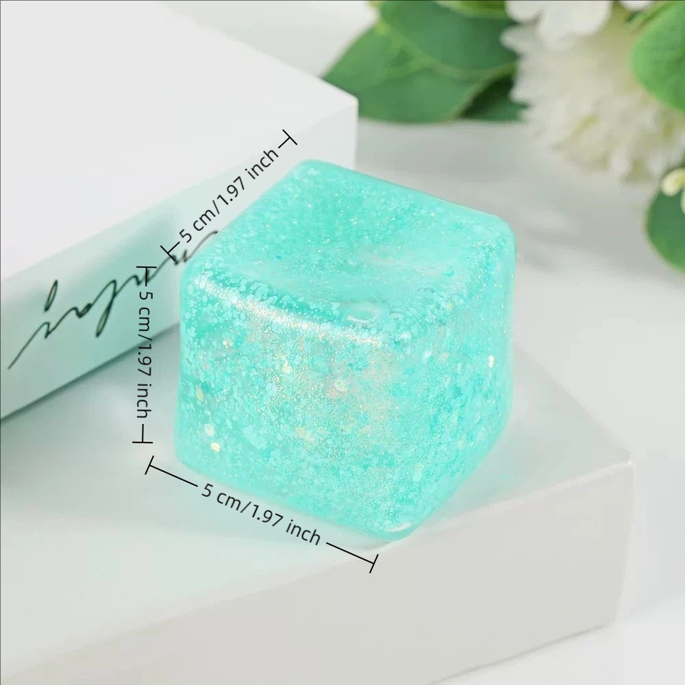 5cm-glitter ice cube-mint blue