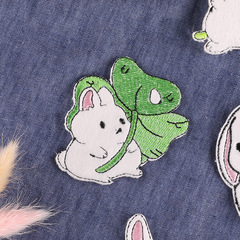 Computer embroidery label cute fluffy rabbit embroidery badge clothing accessories handmade journal decoration versatile self-adhesive fabric sticker