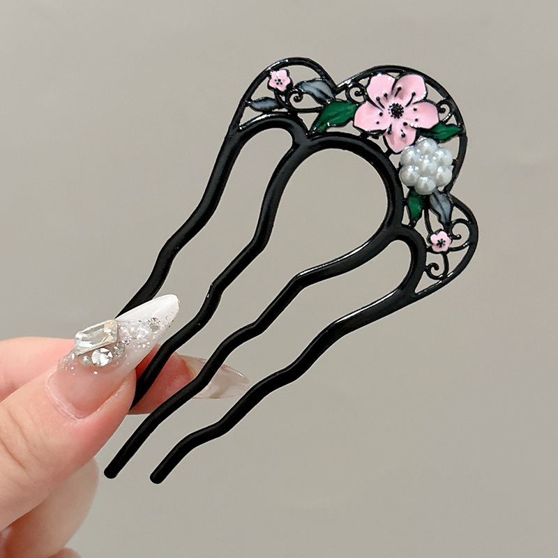 Antiguo estilo u flange pearl clip de cabello de mujer paso a paso mariposa clip de cabello de alta sensación cheongsam adorno de cabello artefacto de cabello