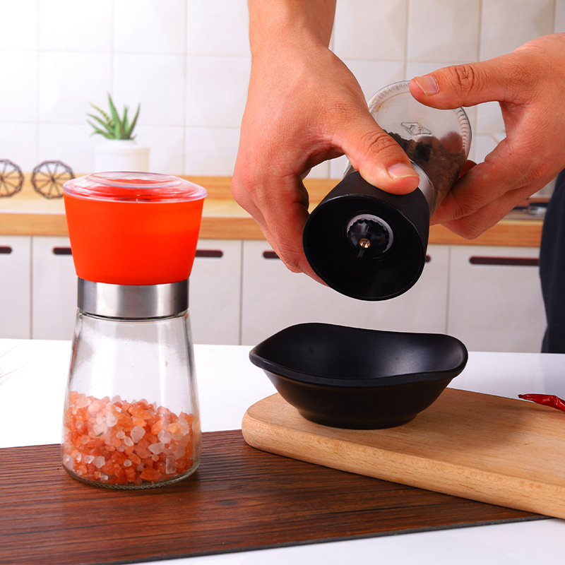 Molinillo de vidrio Cónico manual de pimienta Molinillo de sal gruesa Botella de molienda manual portátil