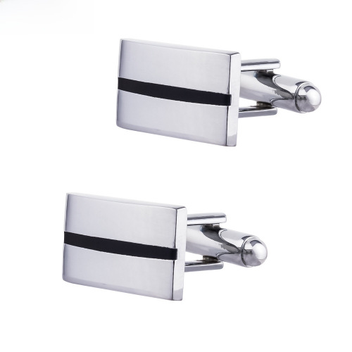 Classic Business Long Black Striped Enamel Cufflinks for Men's French Style Shirt Cufflinks Wholesale