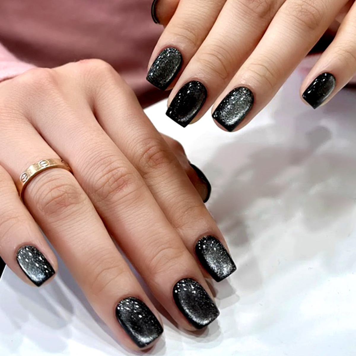 Desgaste de uñas de cristal negro ojo de gato desgaste de uñas de belleza pieza de uñas removible falso uñas postizas