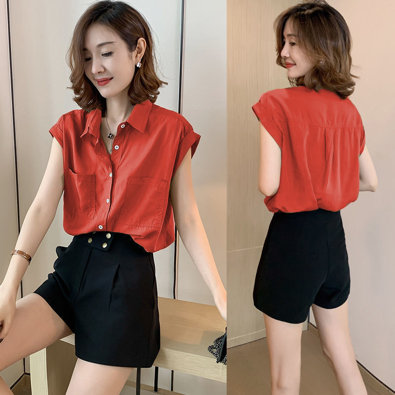 トップデザインの女性ニッチシフォン半袖シャツ女性の夏の新しいファッション韓国スタイルの女性のためのルーズスリムシャツ|undefined