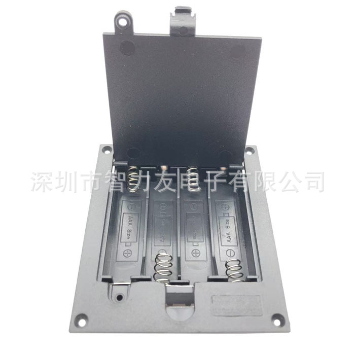 7号4节嵌入式电池盒4节扣盖电池座AAA*4翻盖6V无开关嵌入式电池盒
