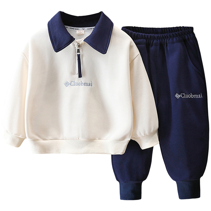 7745 Traje de primavera para niños 2025 nueva camisa POLO a juego de colores para niños primavera y otoño deportes de ocio de dos piezas primavera