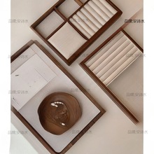 木质首饰托盘胡桃木珠宝戒指项链陈列收纳饰品展示架道具实木其他