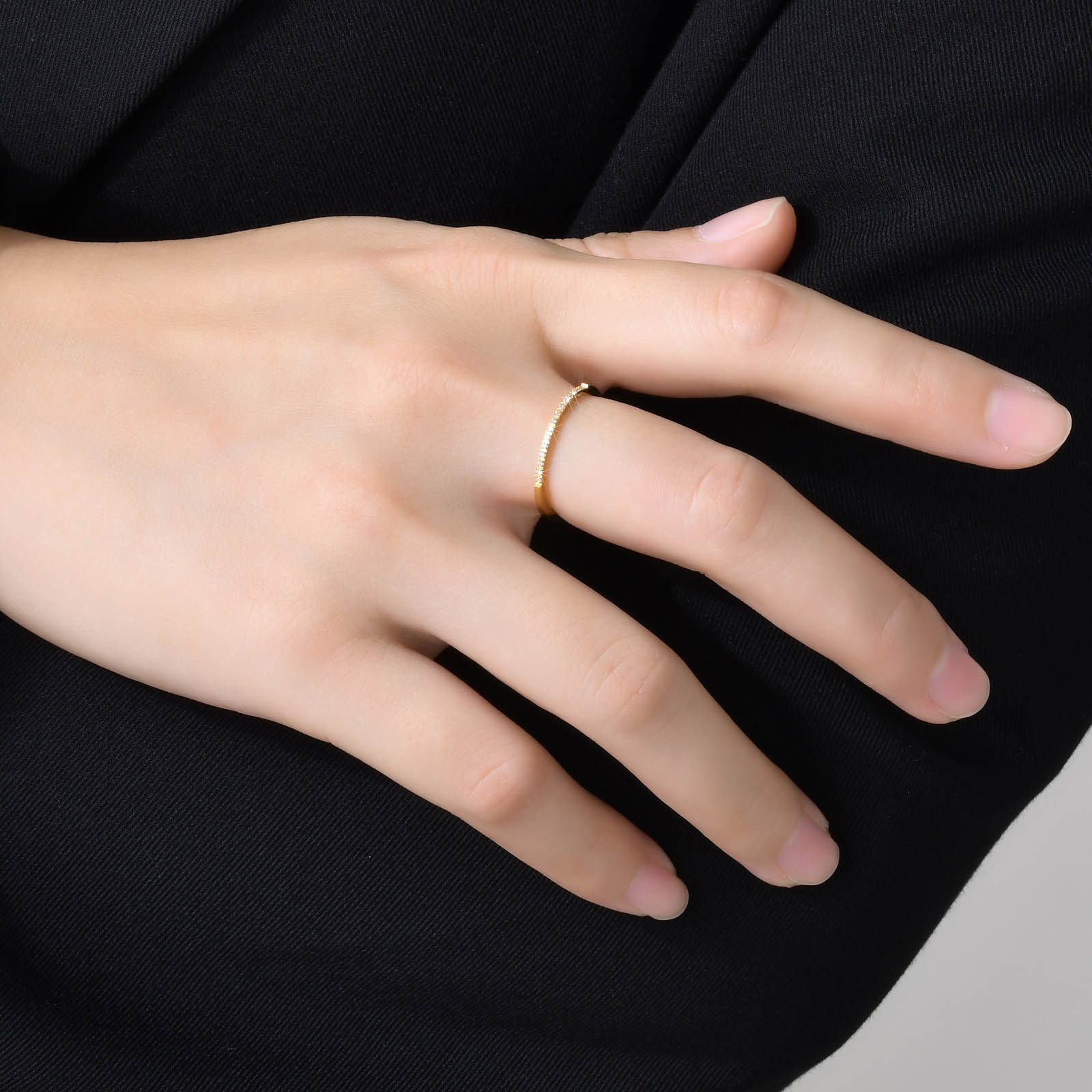 Fashion Geometric Stainless Steel Inlaid Zircon Rings