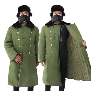 Qiuntong Cotton Coat Military Coat Over Knee Thickened Winter Army Green Security Clothing Extra Long Cold Storage Cold Protection Clothing Cotton Coat