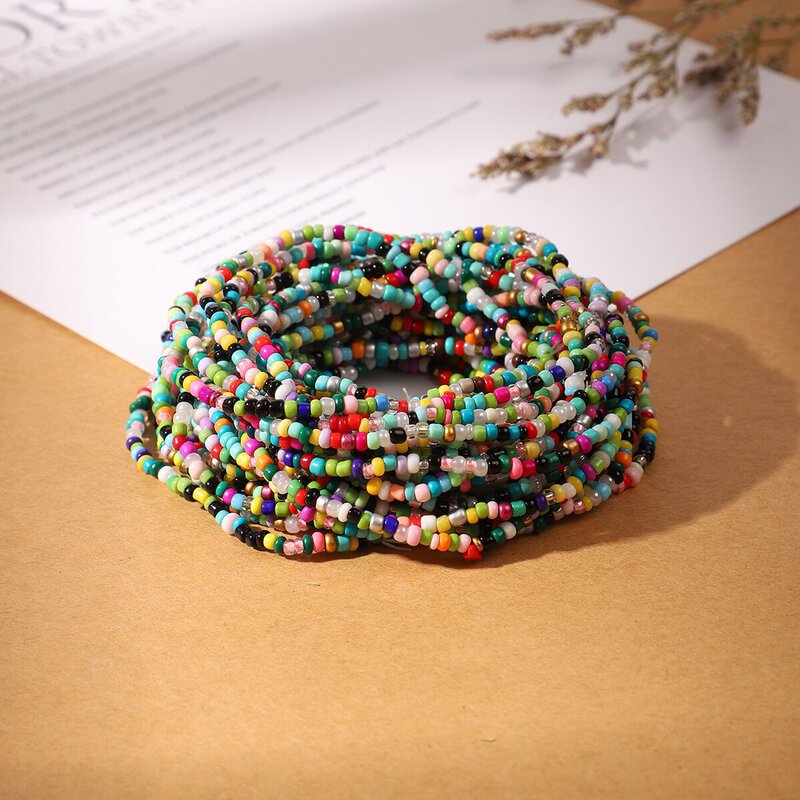 Temu Hot Selling Bohemian Girls Elastic Mixed Color Multi-Layered Demi-Bead Seed Bead Bracelet Temu Hot Selling Bohemian Girls Elastic Mixed Color Multi-Layered Demi-Bead Seed Bead Bracelet