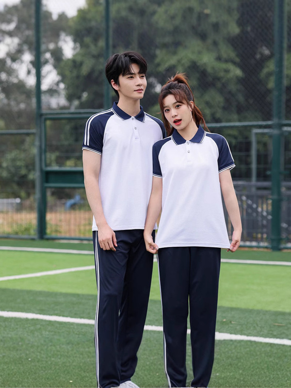 小中学生向けの新しい夏の男女学生服半袖スーツ、高校生向けの青と白の朗読グループユニフォーム、クラスユニフォーム|undefined