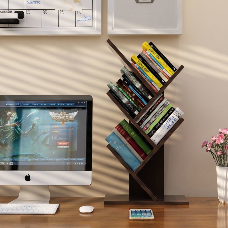 Multi-Layer Desktop Tree-Shaped Bookshelf Kidsren's Simple Storage Rack Student Desktop Vertical Bookshelf Bookcase Storage Rack
