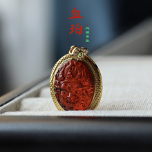 天然净水血珀大黑天吊坠通体S925银可出鉴定证书西藏文化旅游礼品