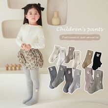 女童连裤袜春季韩版纯色粗条舞蹈甜美公主小兔子女孩子连脚打底袜