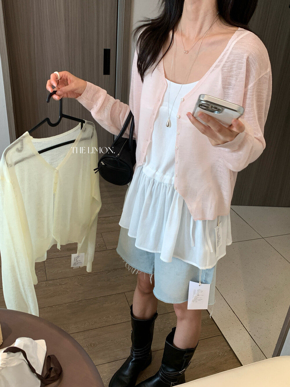 Áo cardigan nữ dệt kim Tencel mỏng nhẹ, phong cách Pháp, chống nắng mùa hè, dáng suông tôn dáng — Áo khoác vàng nhạt, Áo khoác xanh lam, Áo khoác hồng nhạt, Áo khoác xám đậm chi tiết 21