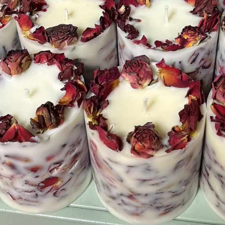 Flores de inmortalidad transfronterizas flores secas rosas de aroma vela floral vela de boda regalo de mano aroma del dormitorio real