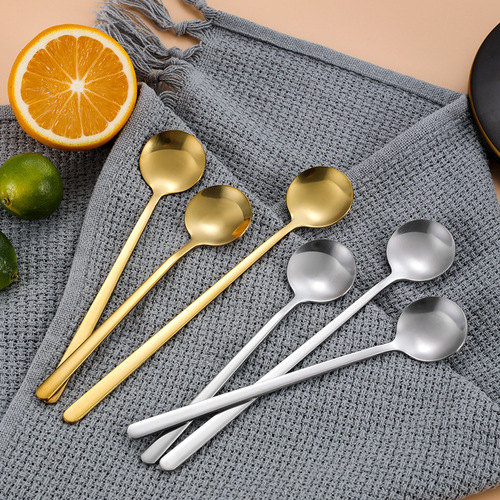 304 stainless steel small round spoon coffee spoon bird's nest tremella spoon honey dessert wedding souvenir mixing spoon gift