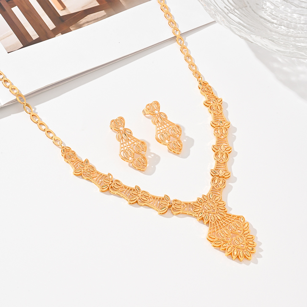 Joyas de moda europeas y americanas, aretes de cobre dorados, pendientes, collares, opciones de comercio electrónico transfronterizo, joyas populares en el Oriente Medio image 3
