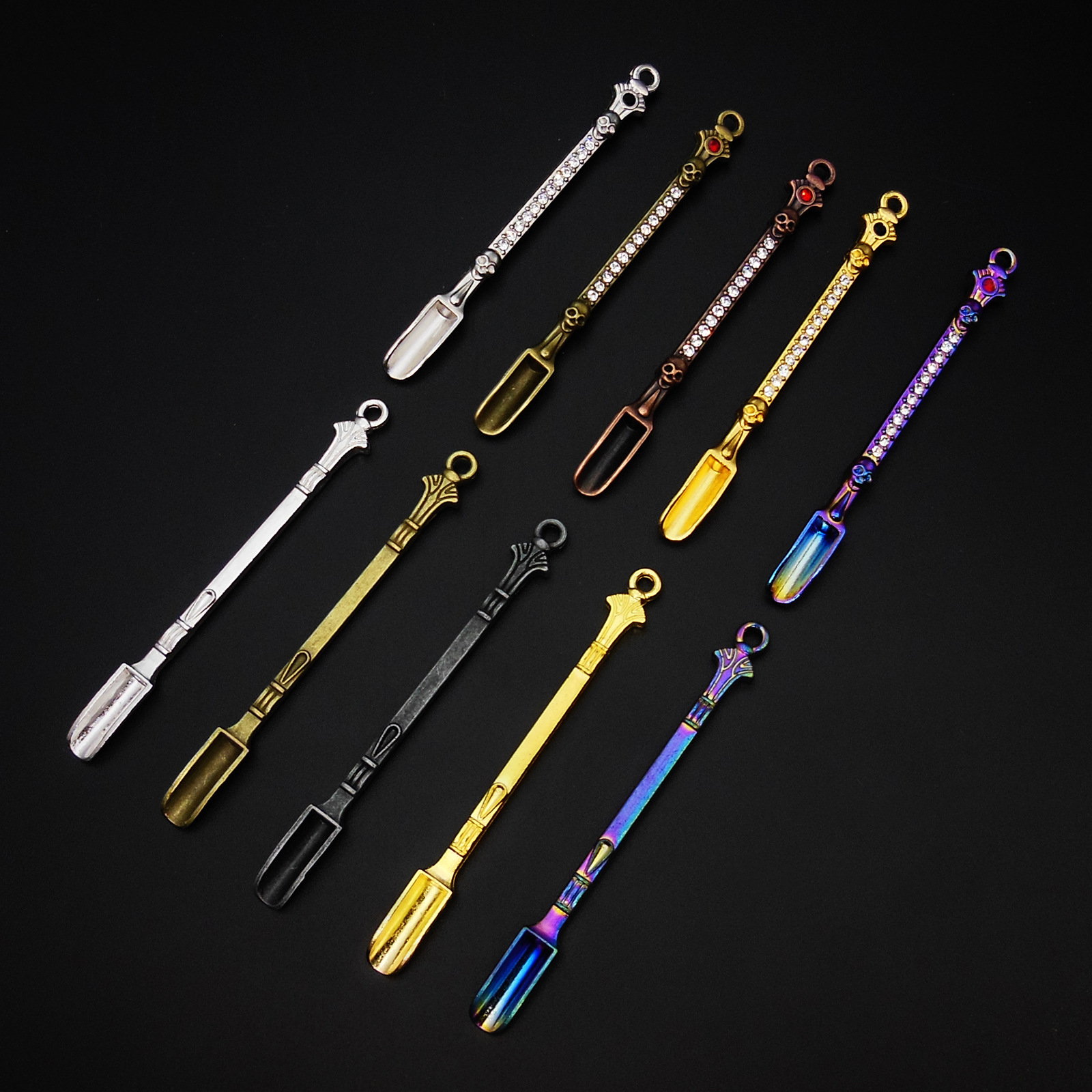Cross-Border Portable Metal Tobacco Paste Shovel Tobacco Nail Pipe Accessories Mini Snuff Spoon Shovel Alloy Mini Spoon Ready Stock