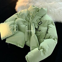美式高街辣妹短款面包服秋冬棉袄显瘦外套棉衣女