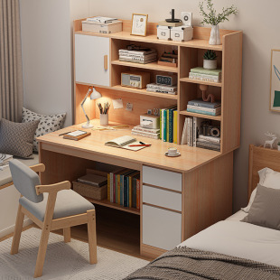 Computer desk desktop home student bookshelf bookcase integrated writing study desk chair combination study bedroom office desk