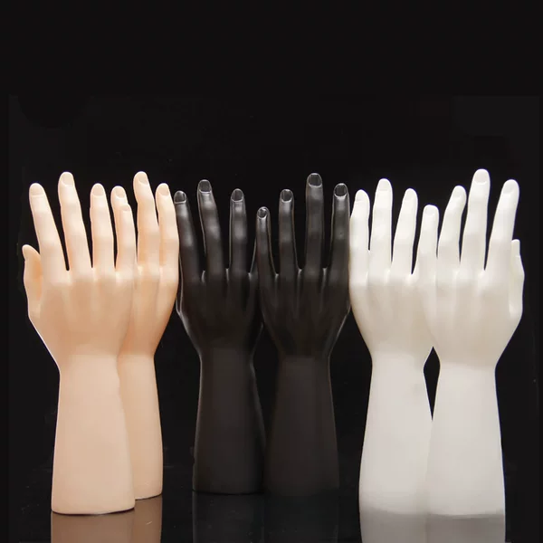 Artificial men's hand model left and right hand labor protection gloves model plastic seamless hand model men's hand model white black skin color