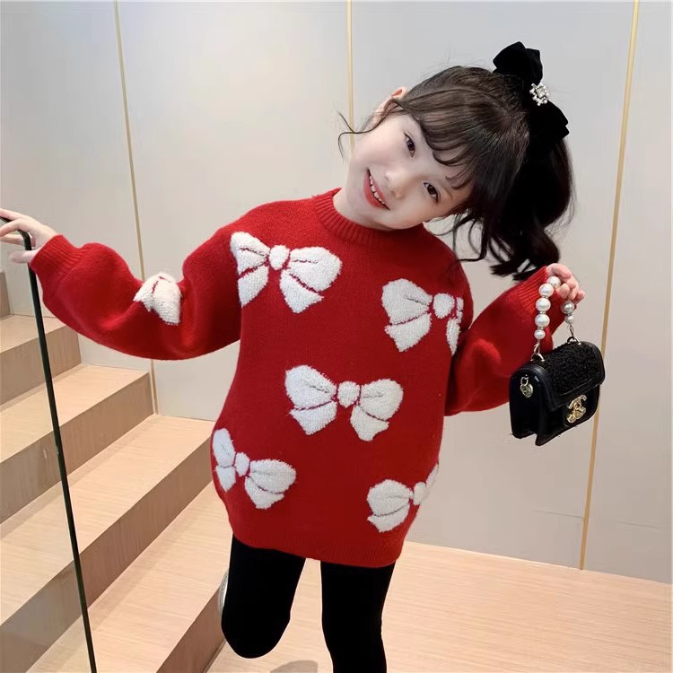 En stock [Foto real] ropa de mujer 2024 ropa de padre-hijo dulce Real shot suave glutinoso suéter Otoño e Invierno suéter Suelto