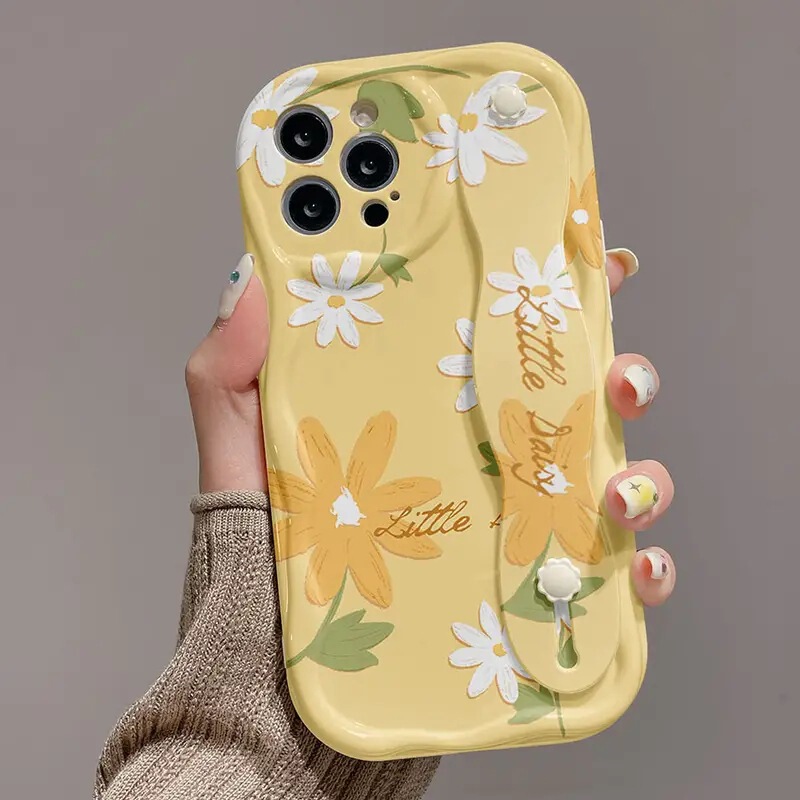 Summer Yellow Flower Wristband Apple 17/16Promax Soft Iphone15/13/14Pro Phone Case Xs7/86