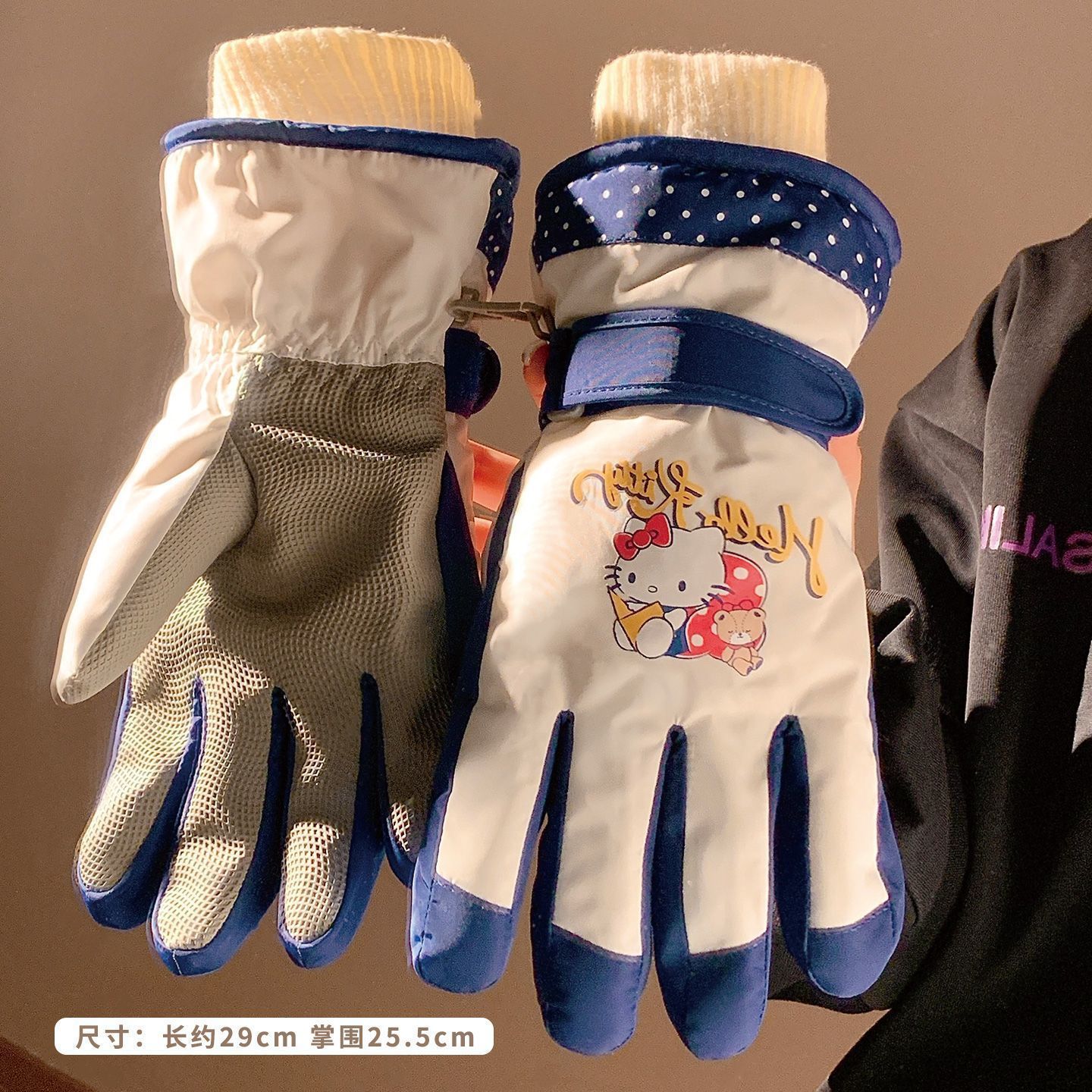 Sanrio auténtico guantes de esquí de montar Hellokitty para mujeres de invierno con pantalla táctil caliente y lindo a prueba de viento para montar en bicicleta