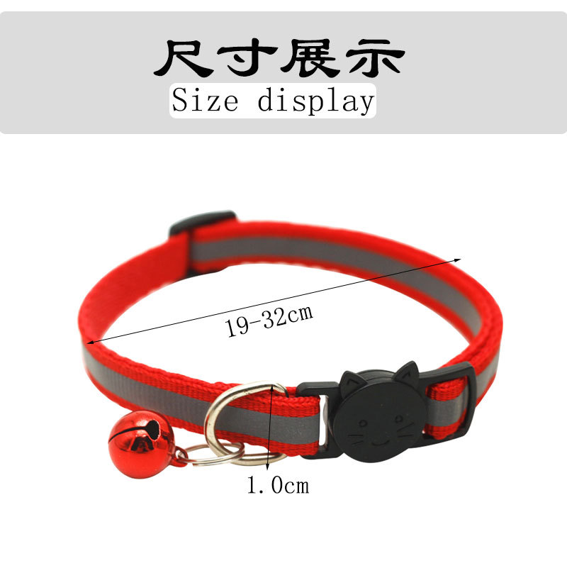 Color Polyester Reflective Bell Cat Pet Collar Safety Buckle Adjustable Cat Collar