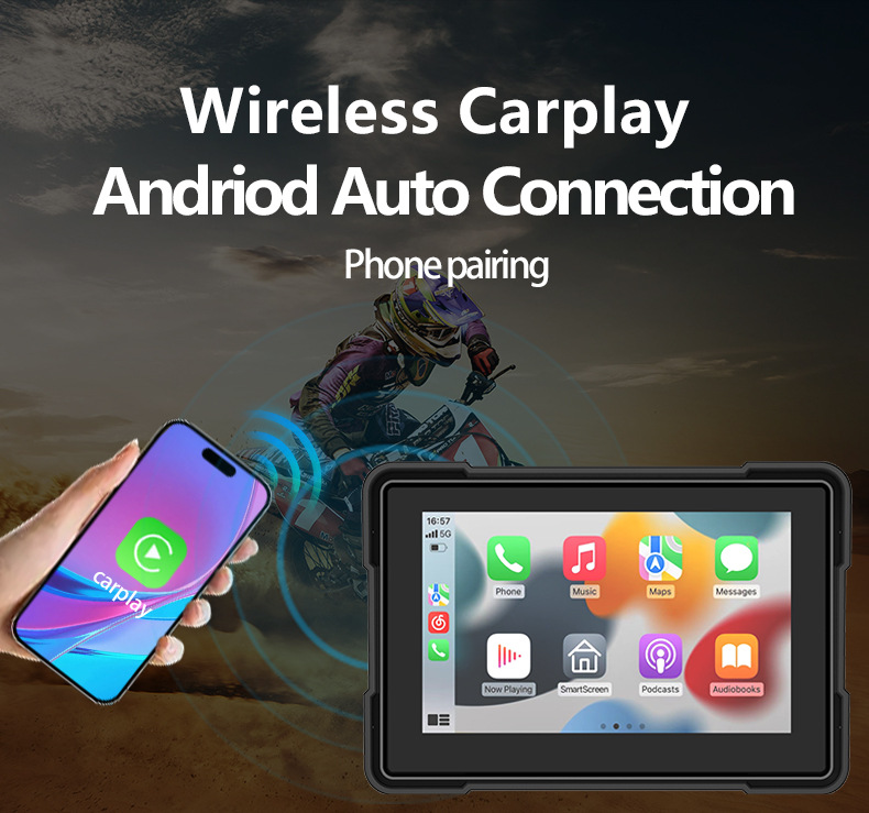 5inch Motorcycle Carplay Dashcam Supports Dual Recording Front and Rear, Supports Tire Pressure Monitoring, Cross-Border