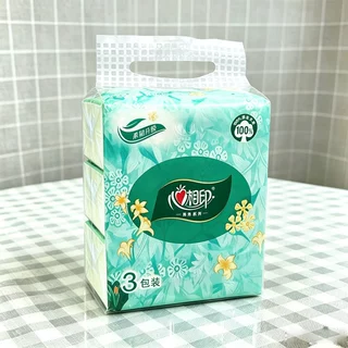 心相印抽纸3层100抽3包/提面巾纸擦手纸便携餐巾纸家用中秋博饼