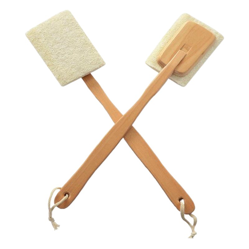 Al por mayor esponja de esponja cepillo de baño de nuevo mango largo cepillo de baño Baño de nuevo mango de madera maciza cepillo de limpieza